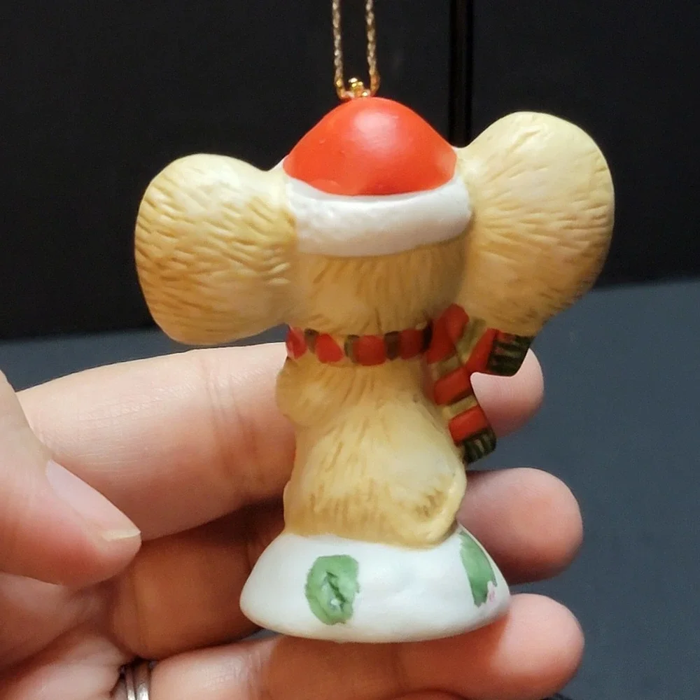 Mouse With Big Ears Ceramic Christmas Ornament